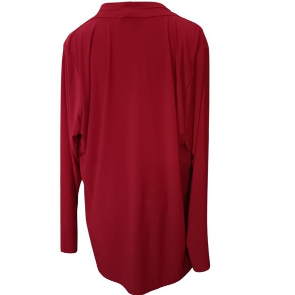 VINTAGE GILLI Stretchy Blouse Top Plus 2X V-Neck Surplice Red Career Dressy Trip - Picture 2 of 9